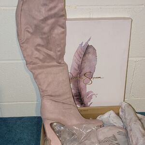 Jessica Simpson New Mauve Stretch Supreme Boots Size 9.5